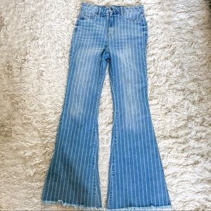 High waisted pinstripe bell bottoms